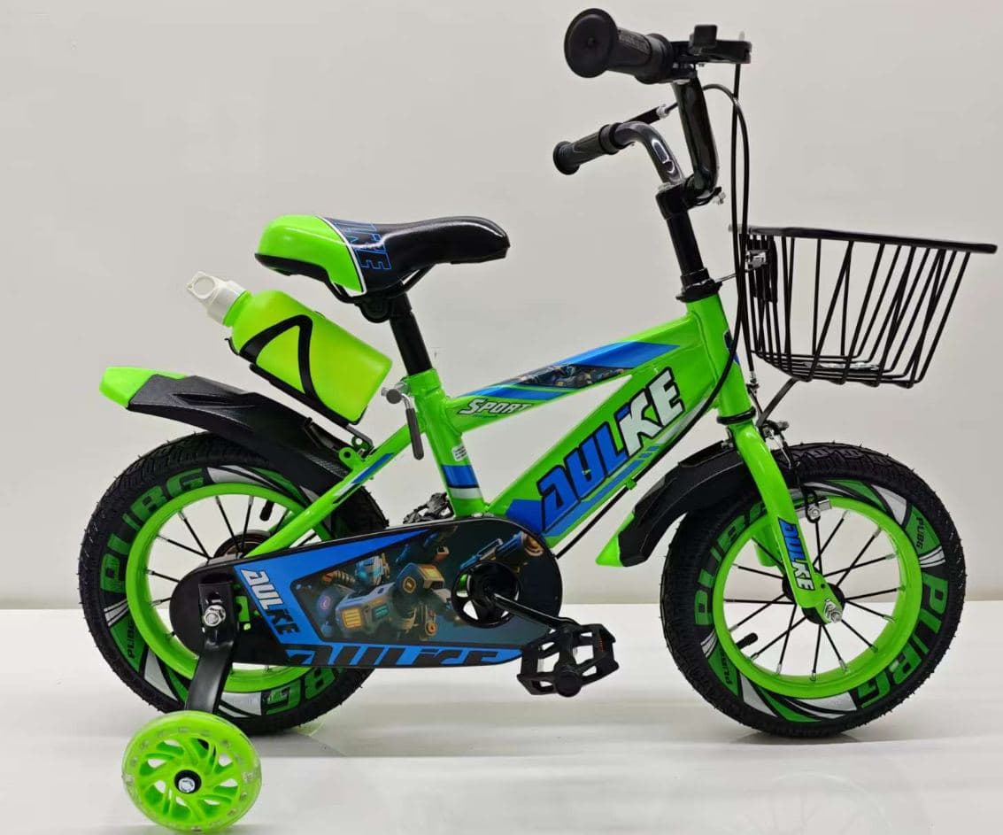 AULKE Green Sport Kids Bike with Basket