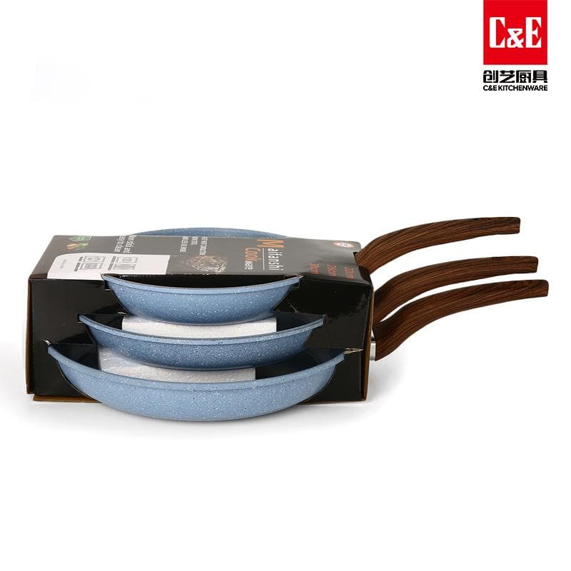 3pc Iron Frying Pan Set, Speckled Finish, 20/24/28cm 7