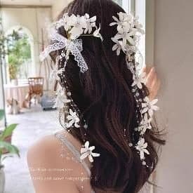 Pearl Flower Hair Vine, White