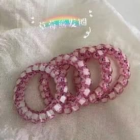 Coil Hair Ties, Pink Print