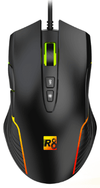 R8 G218 7D Wired Gaming Mouse RGB Lighting, 800-1200-1600-2400-4800-7200 DPI 3