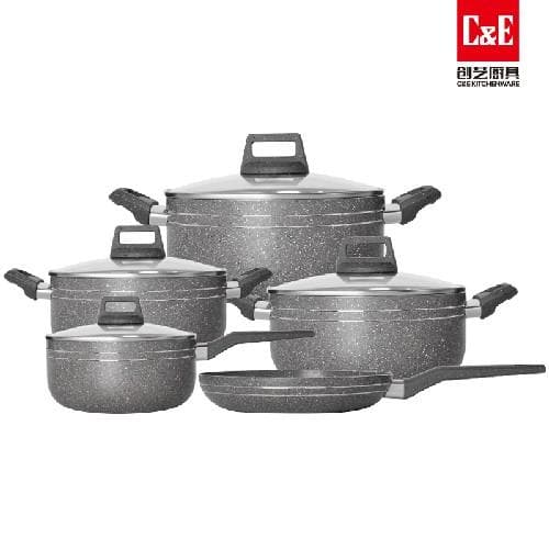 9pc 2.2mm Aluminium Cookware Set with Glass Lids, 20/24/26/28cm 5