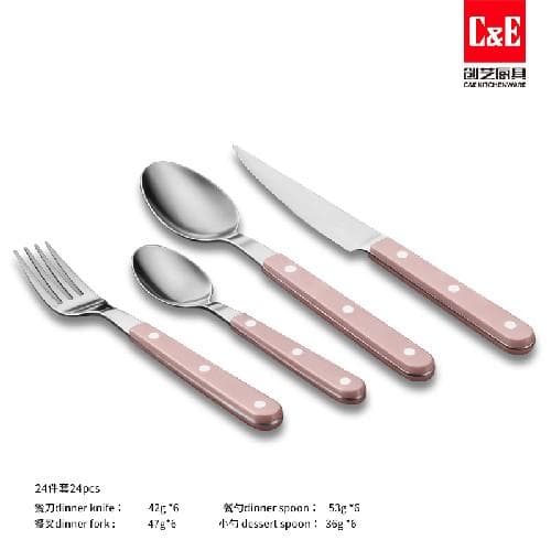 24pc Cutlery Set, 430 Stainless Steel, Three-Rivet Handles 8