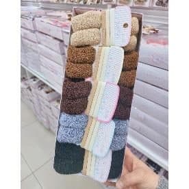 Towelling Hair Ties Card Set, Brown and Neutral Tones