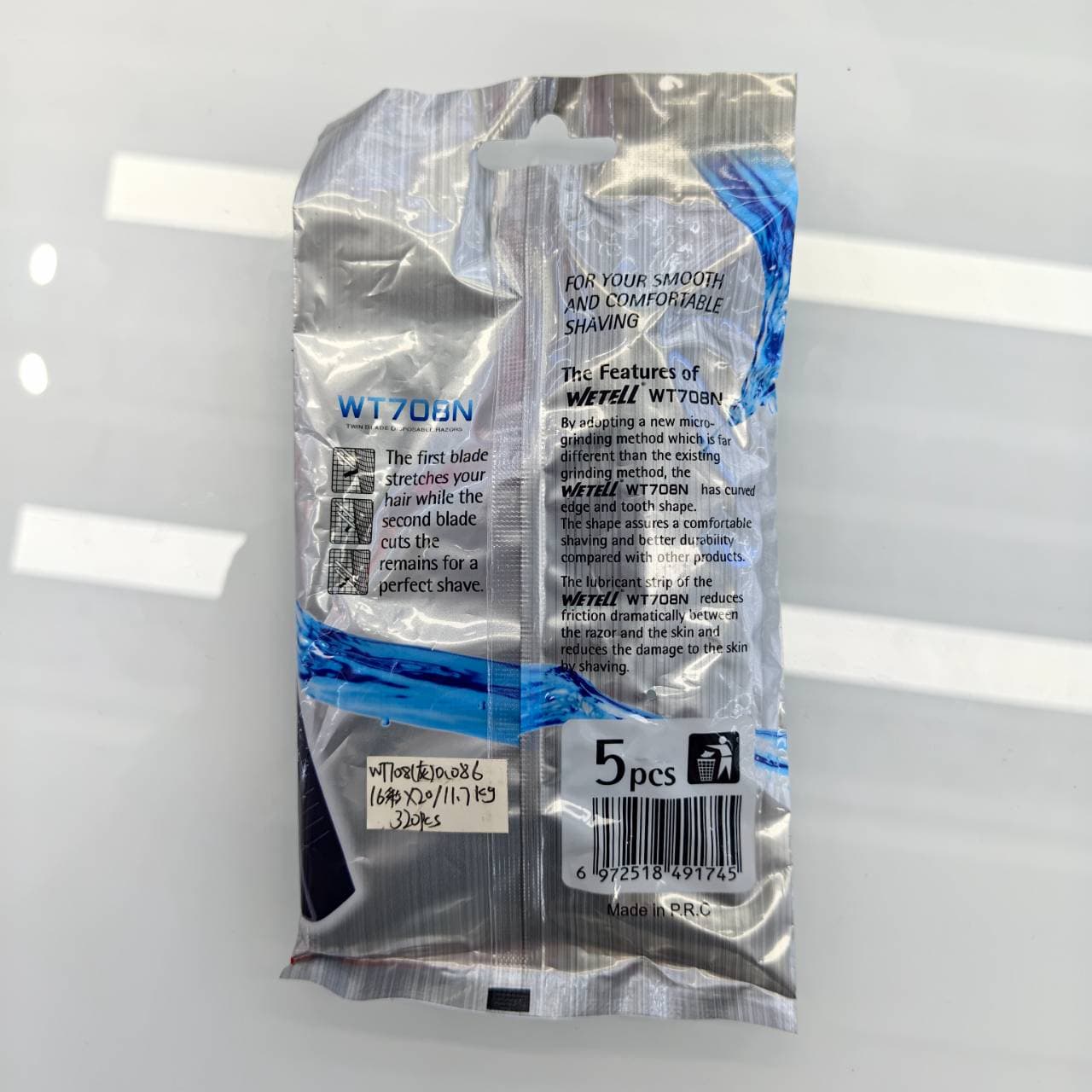 WeTell Twin Blade Disposable Razors, Fixed Head, 5-Pack 2