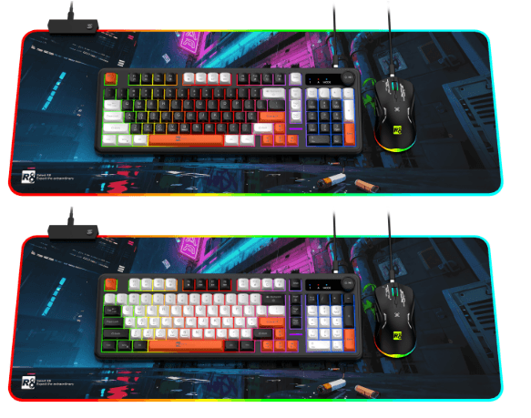 R8 GW4003 97 Keys + Knob RGB E-sport Gaming Peripheral 3-IN-1 Set English & Arabic layout