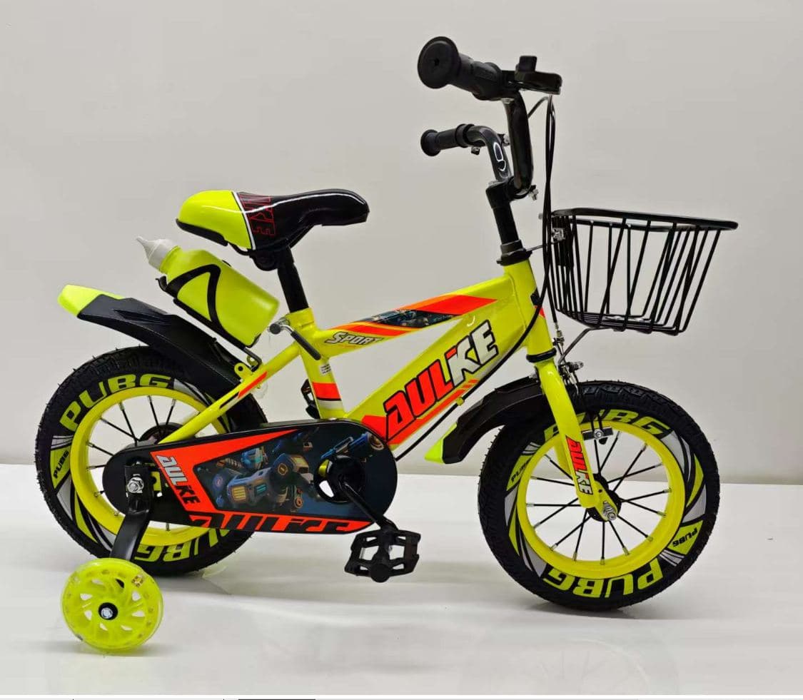 AULKE Green Sport Kids Bike with Basket 4