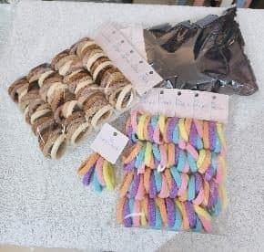 Kids Towelling Hair Ties, Brown, Black and Rainbow Assortment