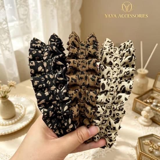 Ruffled Leopard Print Headband