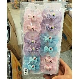 Kids Bow and Fruit Hair Clips, 24 Cards, Pastel