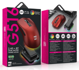 R8 G516 6D Wireless 2.4G & BT Rechargeable Mouse Gaming Mouse, 1600-2400-3200 DPI, 6 Buttons 3