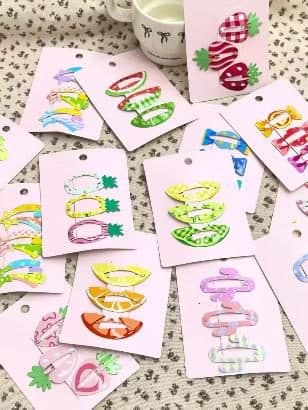 Fruit Print Outline Snap Hair Clips, Pastel