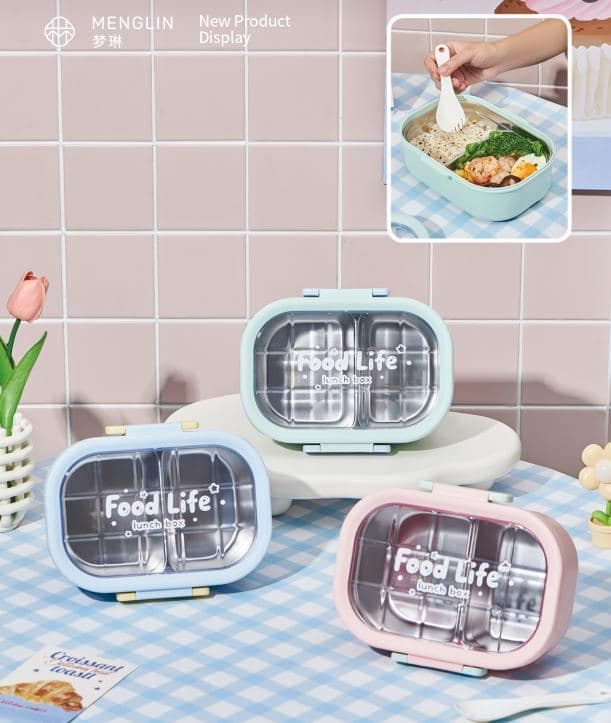 Bear 304 Stainless Steel Lunch Box, 300 ml, 18 x 18 x 8 cm