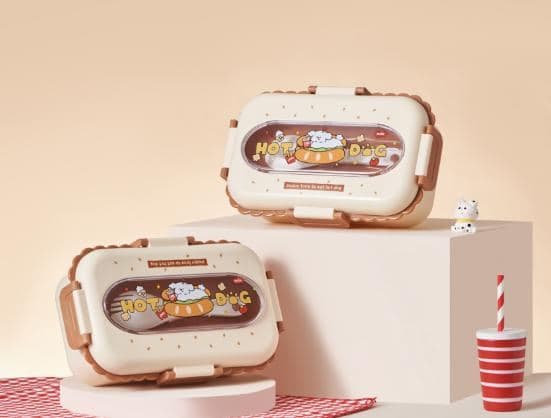 304 Stainless Steel Lunch Box, 1315 ml, 20 x 13 x 12 cm, with Spoon and Fork