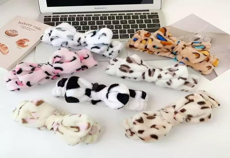Animal Print Bow Hair Band, Leopard and Cow