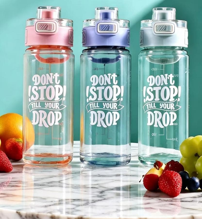 Plastic Water Bottle, 750 ml, PC+PP, 8 x 23.8 cm, Ref. WB60286