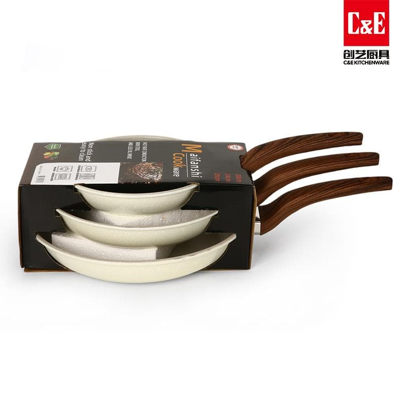 3pc Iron Frying Pan Set, Speckled Finish, 20/24/28cm 8