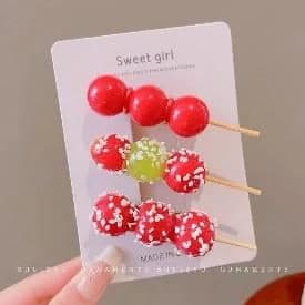 Candy Apple Hair Clips, Red