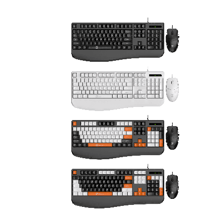R8 GT2001 Wired Keyboard and Mouse Combo with wrist rest English & Arabic layout, 1200 DPI, 104 Keys 2