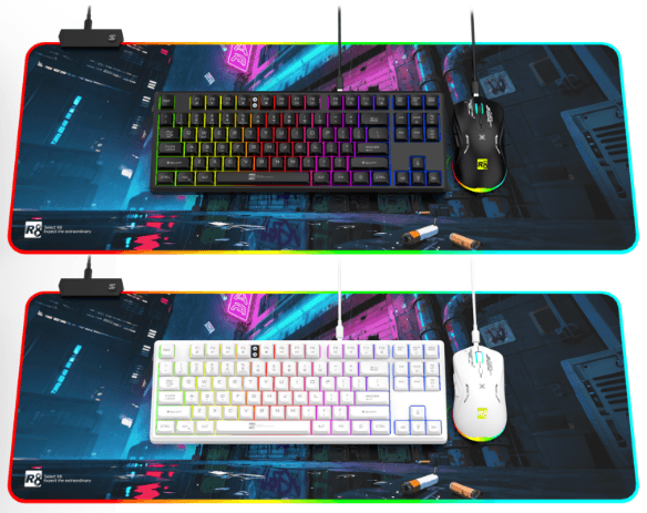 R8 GW4002 87 Keys RGB E-sport Gaming Peripheral 3-IN-1 Set English & Arabic layout 2