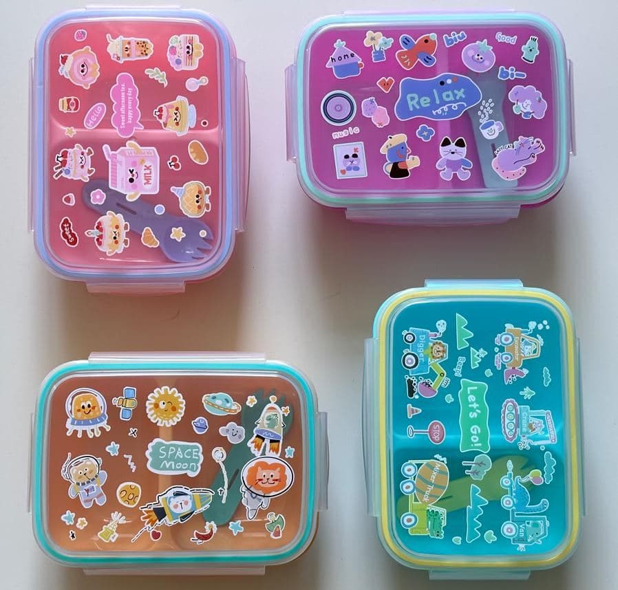 PP Plastic 3-Compartment Lunch Box, 21 x 15.5 x 7 cm, Ref. LB6002
