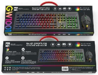 R8 GW1001 104 Keys Esports Keyboard and Mouse RGB Lighting English & Arabic & Spanish layout 2