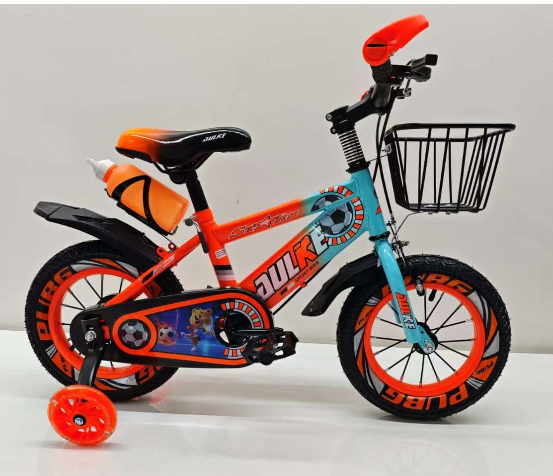 AULKE Football Kids Bike with Basket and Bottle 3