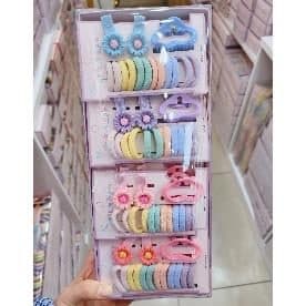 Kids Hair Accessory Gift Box, Pastel Ties and Daisy Clips