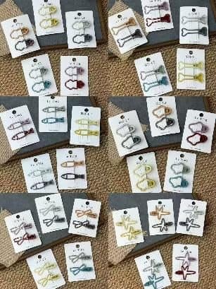 Assorted Shape Snap Hair Clips on White Card
