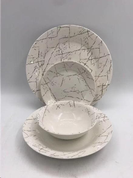 24-Piece Marble-Effect Ceramic Dinner Set