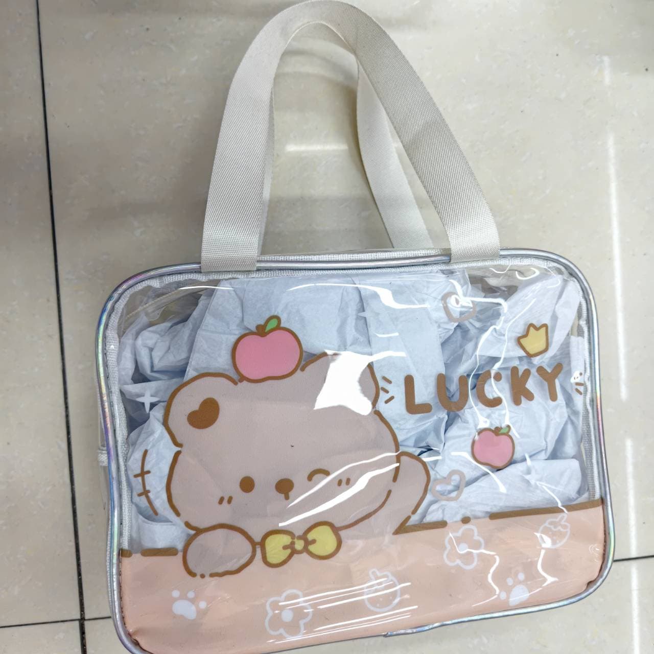 Clear PVC Wash Bag, Twin Handles, Assorted Prints 5