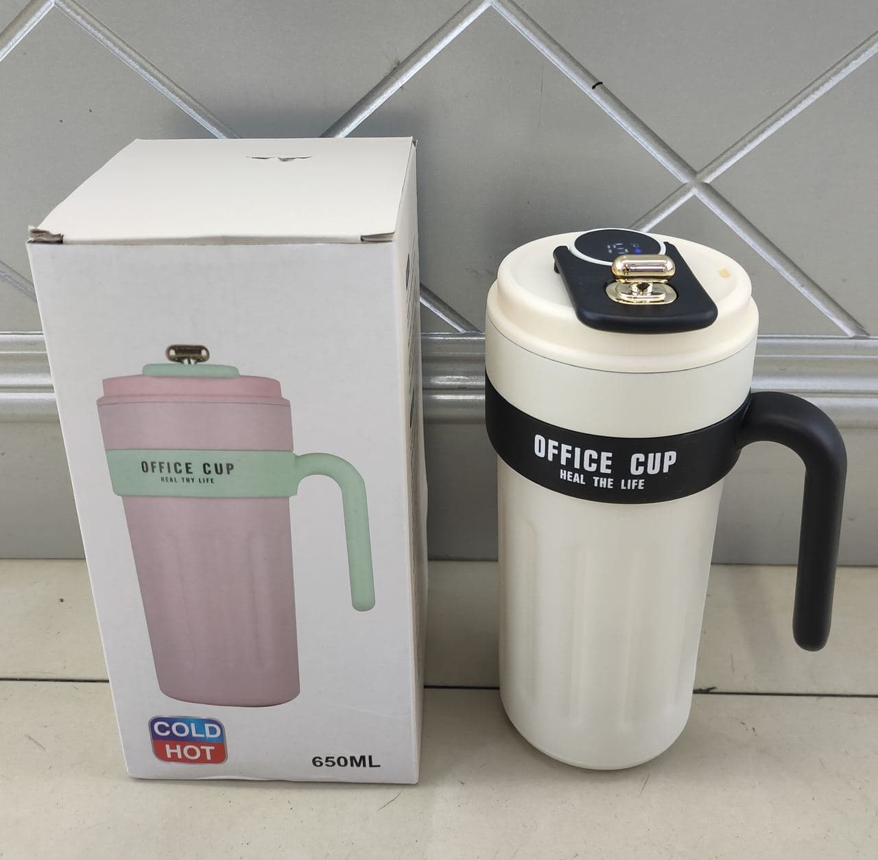 Diwangxin Office Cup with Handle and Temperature Display, 650ml 2