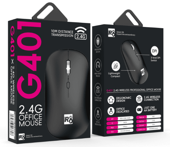 R8 G401 4D Wireless Office Mouse, 800-1200-1600 DPI, 4 Buttons 2