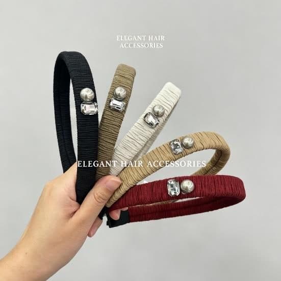 Narrow Headband with Crystal Studs, Four Colours