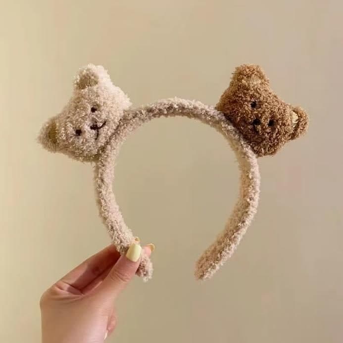 Bear Ear Headband, Beige and Brown