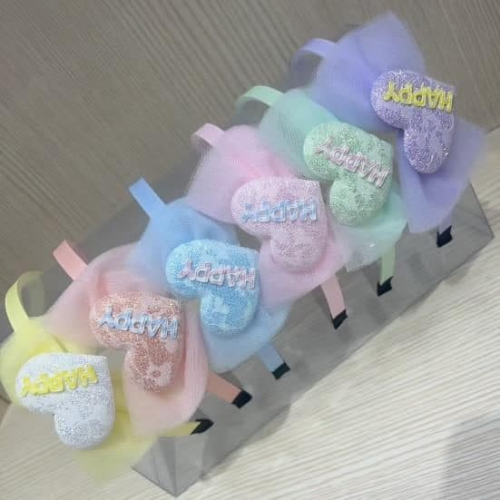 Kids Happy Bow Headband, Pastel Set