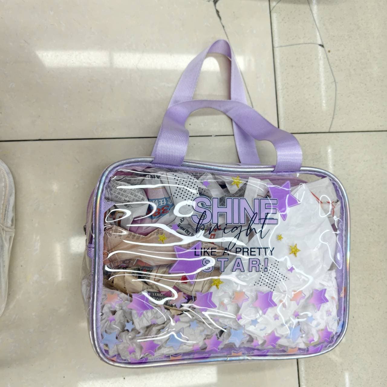 Clear PVC Wash Bag, Twin Handles, Assorted Prints 3