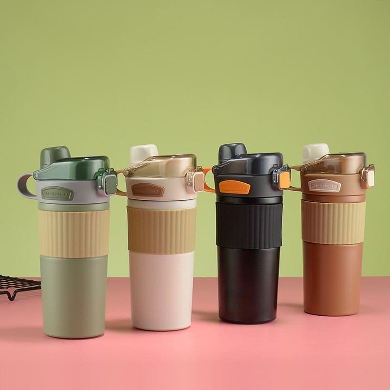 Diwangxin 5180 Coffee Tumbler with Silicone Sleeve and Side Strap