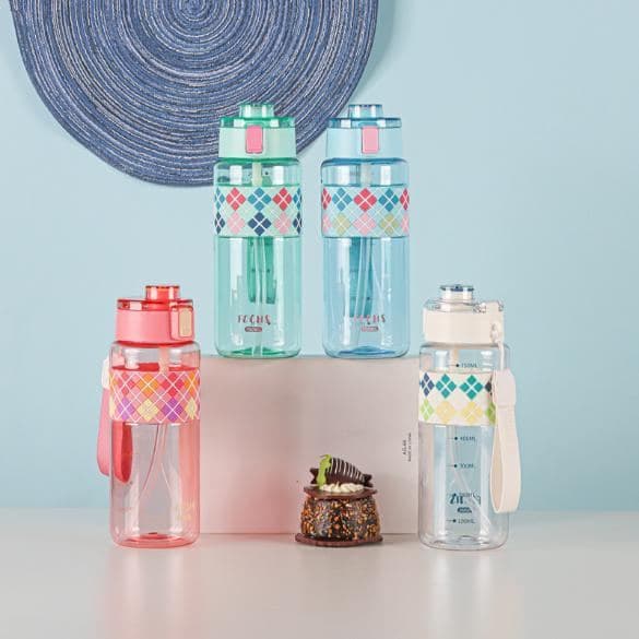 Plastic Water Bottle, 1000 ml, PC+PP, 7.5 x 25 cm, Ref. WB60379