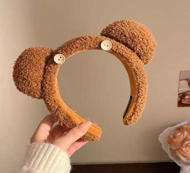 Bear Ear Headband with Cap, Brown