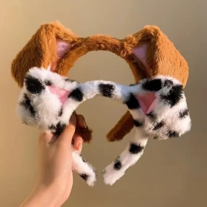 Leopard Cat Ear Headband, Brown and White