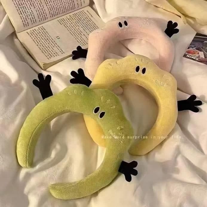 Frog Plush Headband, Yellow and Green