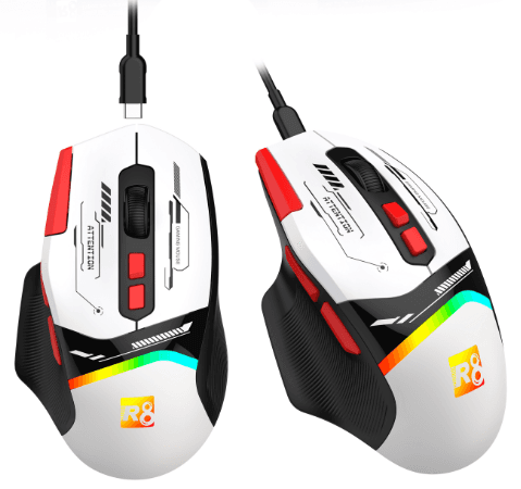 R8 G322 8D Wired & 2.4G & BT Rechargeable Gaming Mouse RGB Lighting 2