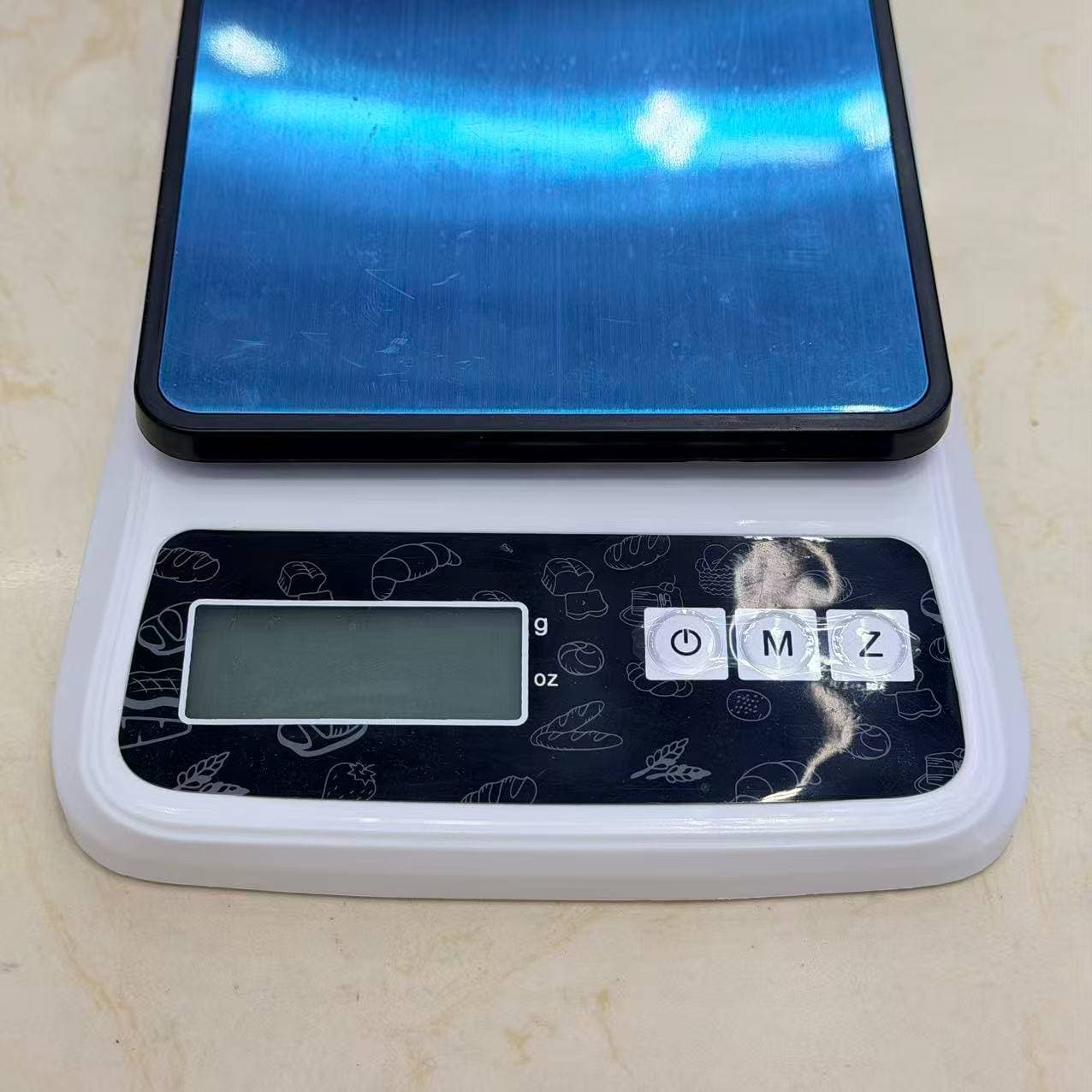 Kitchen Scale with Baking Print Panel, Blue Steel Platform 5