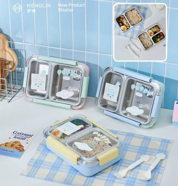 Stainless Steel 3-Compartment Lunch Box, 745 ml