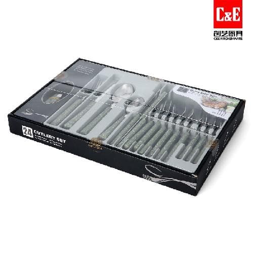T055 24pc Cutlery Set, 410 Stainless Steel, Octagonal Handles 2