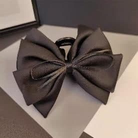 Brown Satin Bow Claw Clip, 13 cm