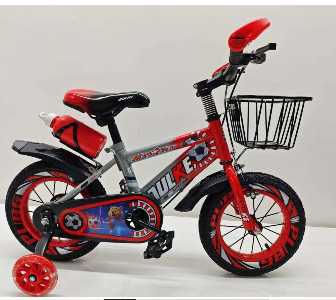 AULKE Football Kids Bike with Basket and Bottle 2