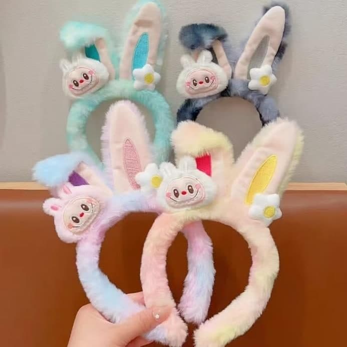Bunny Face Headband with Flower, Pastel Assortment