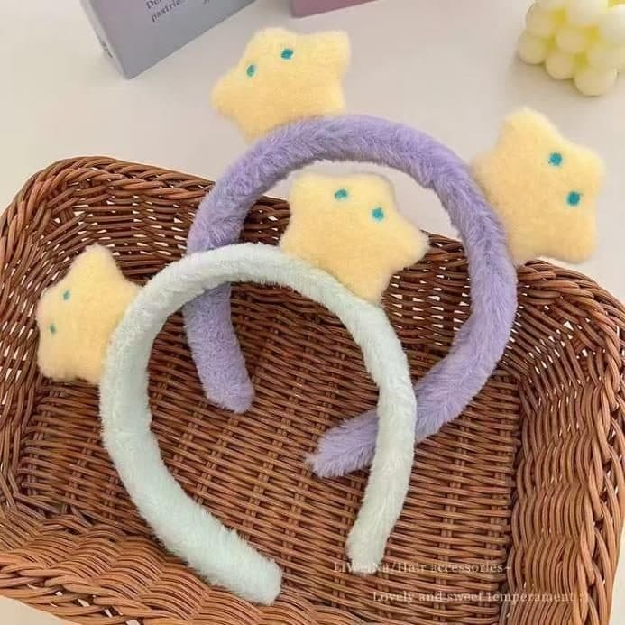 Bear Ear Headband with Stars, Purple and Mint